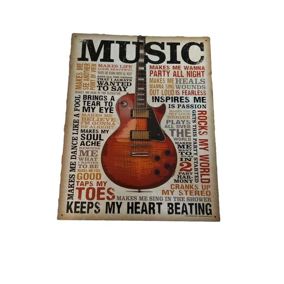 Retrorocket: Metal Sign Reproduction:" MUSIC"  12.5" x 16" Home/Garage Decor USA - Picture 1 of 3